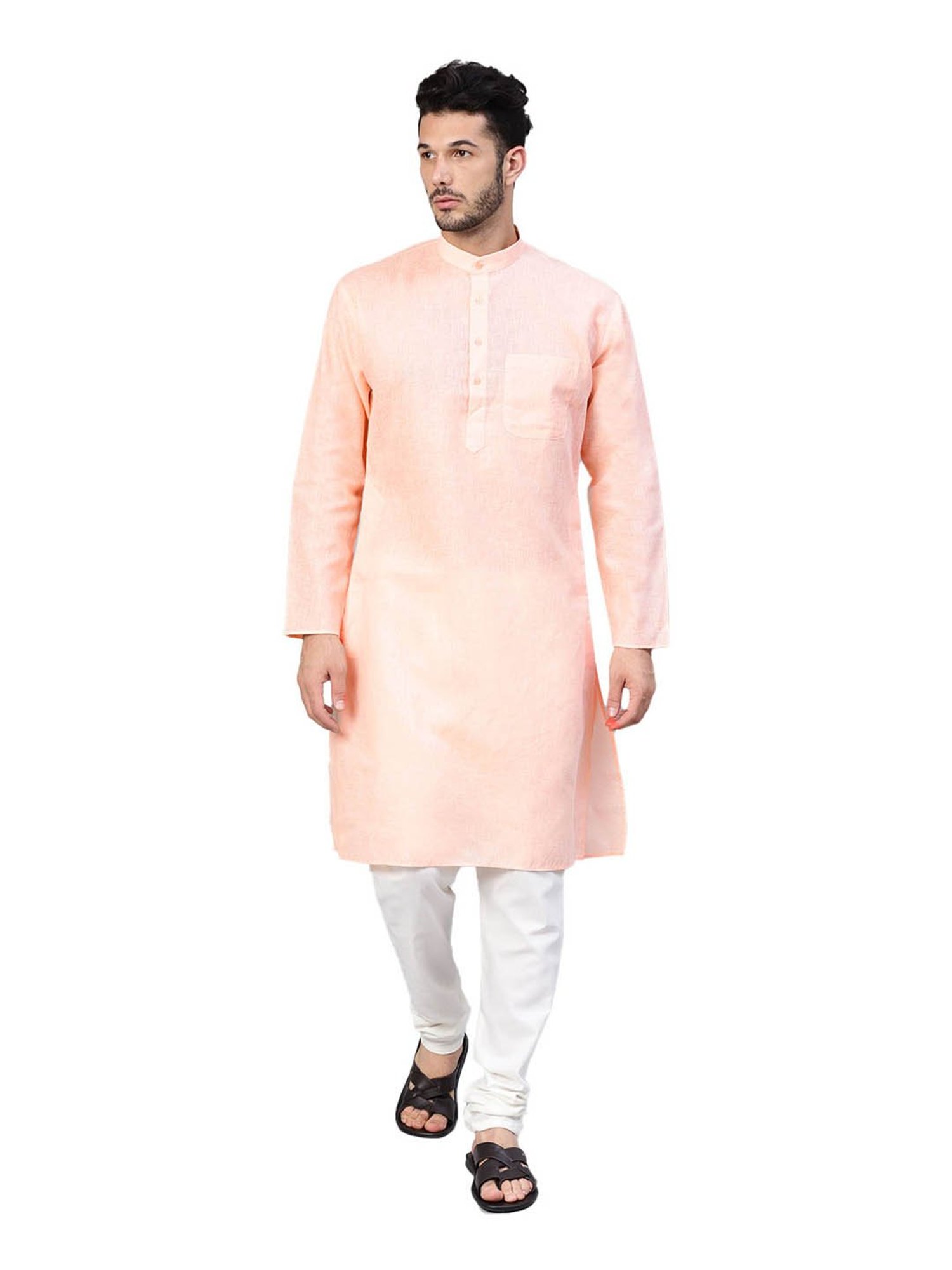 Sojanya Peach & Off White Regular Fit Kurta Set