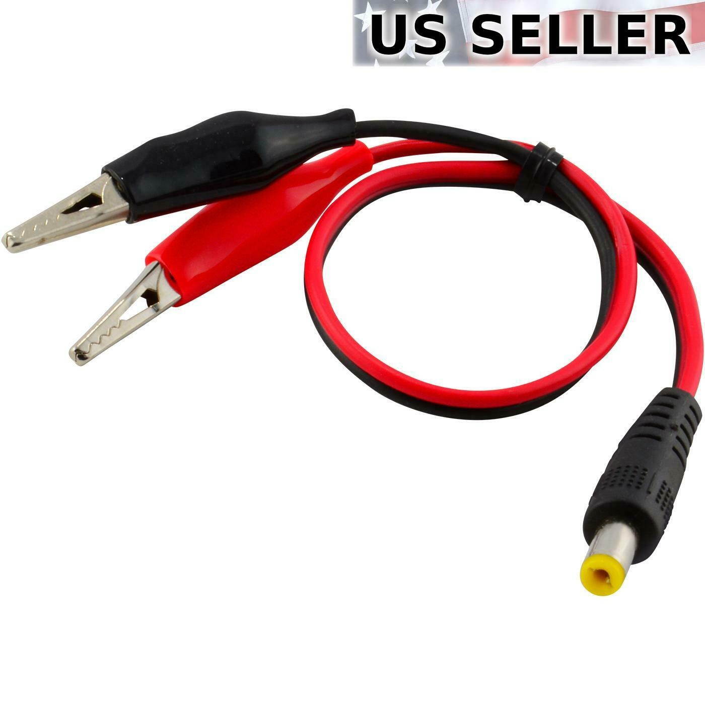 Dual Alligator Clips to 5.5x2.1mm Male Plug Connector Cable for 5V / 12V / 24V
