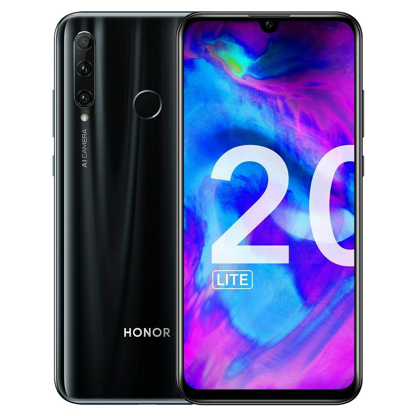HONOR 20 Lite Dual-SIM 128GB ROM / 4GB RAM Factory Unlocked (GSM Only, No CDMA) 4G/LTE Smartphone - Night Black