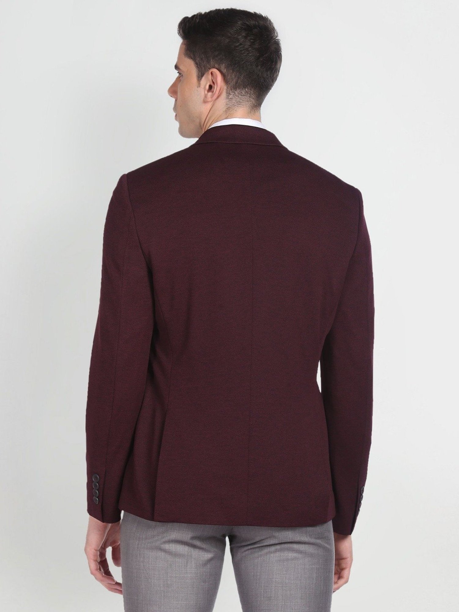 Arrow Red Slim Fit Self Pattern Blazer