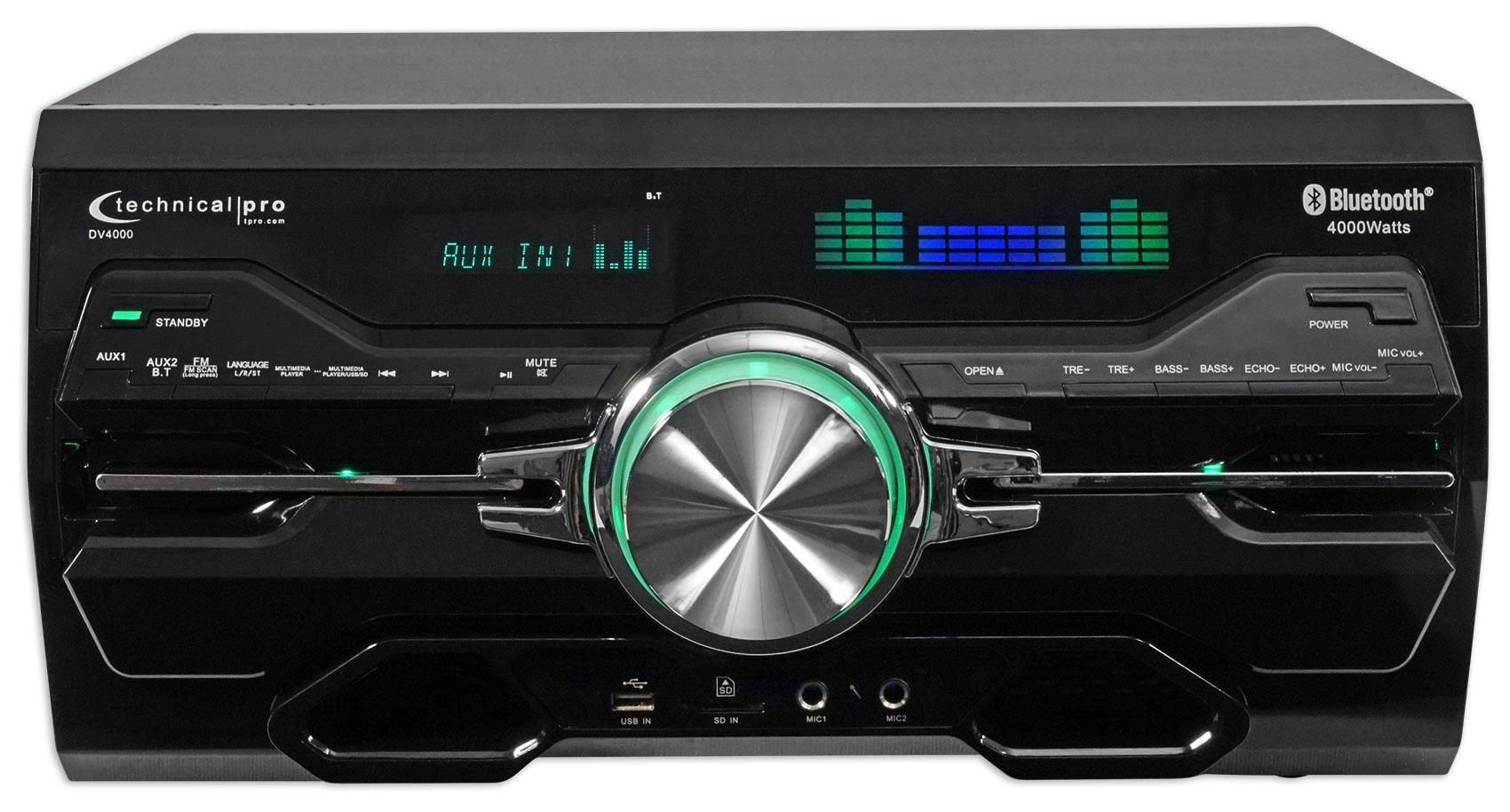 Technical Pro 4000w Karaoke Receiver/Amplifier/DVD/CD-G Player, Bluetooth/USB/FM