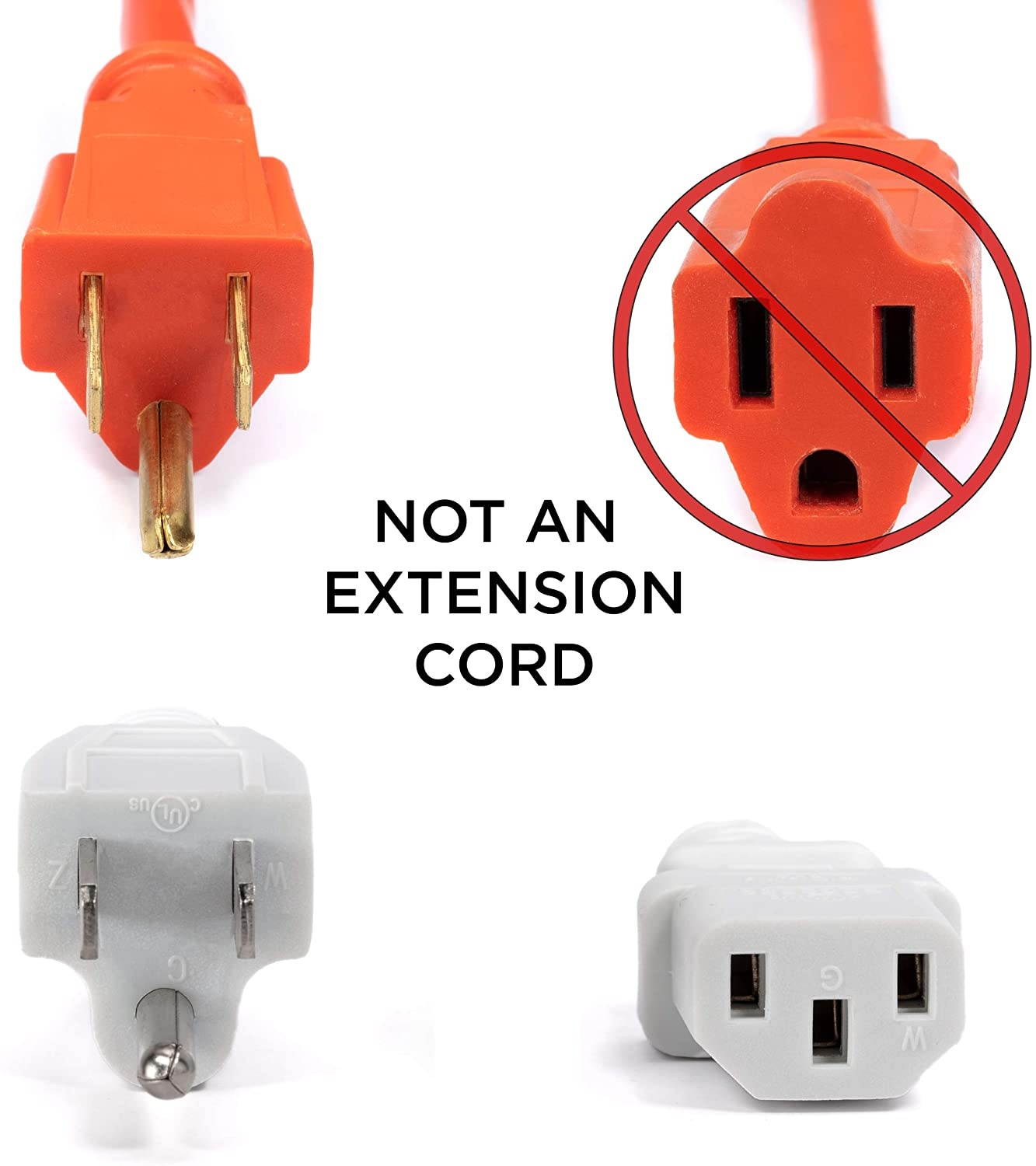 AC Power Cord (3 Prong) | 10 Feet, White | Premium Quality Copper Wire Core - Computer, Medical, Server & Desktop - NEMA 5-15 to C13 / IEC 320 - UL Listed Power Cable