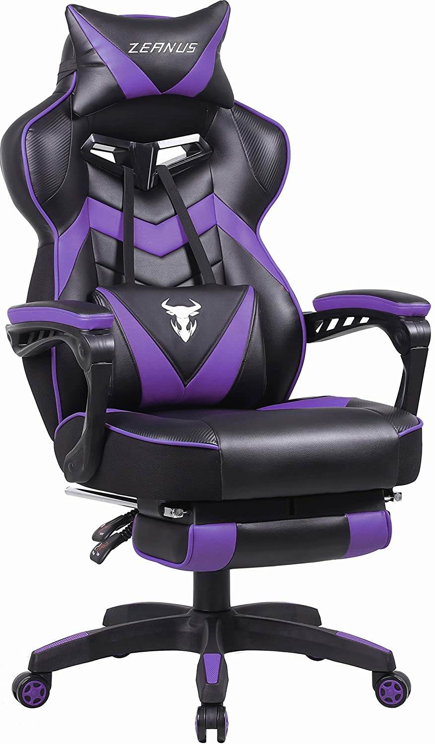 Zeanus Gaming Chair for Adults Green, Gaming Chair with Footrest, Massage Computer Gaming Chair, Reclining Gaming Desk Chair, Big and Tall Video Gaming Chair, Racing Style Chair, E-Sports Gamer Chair