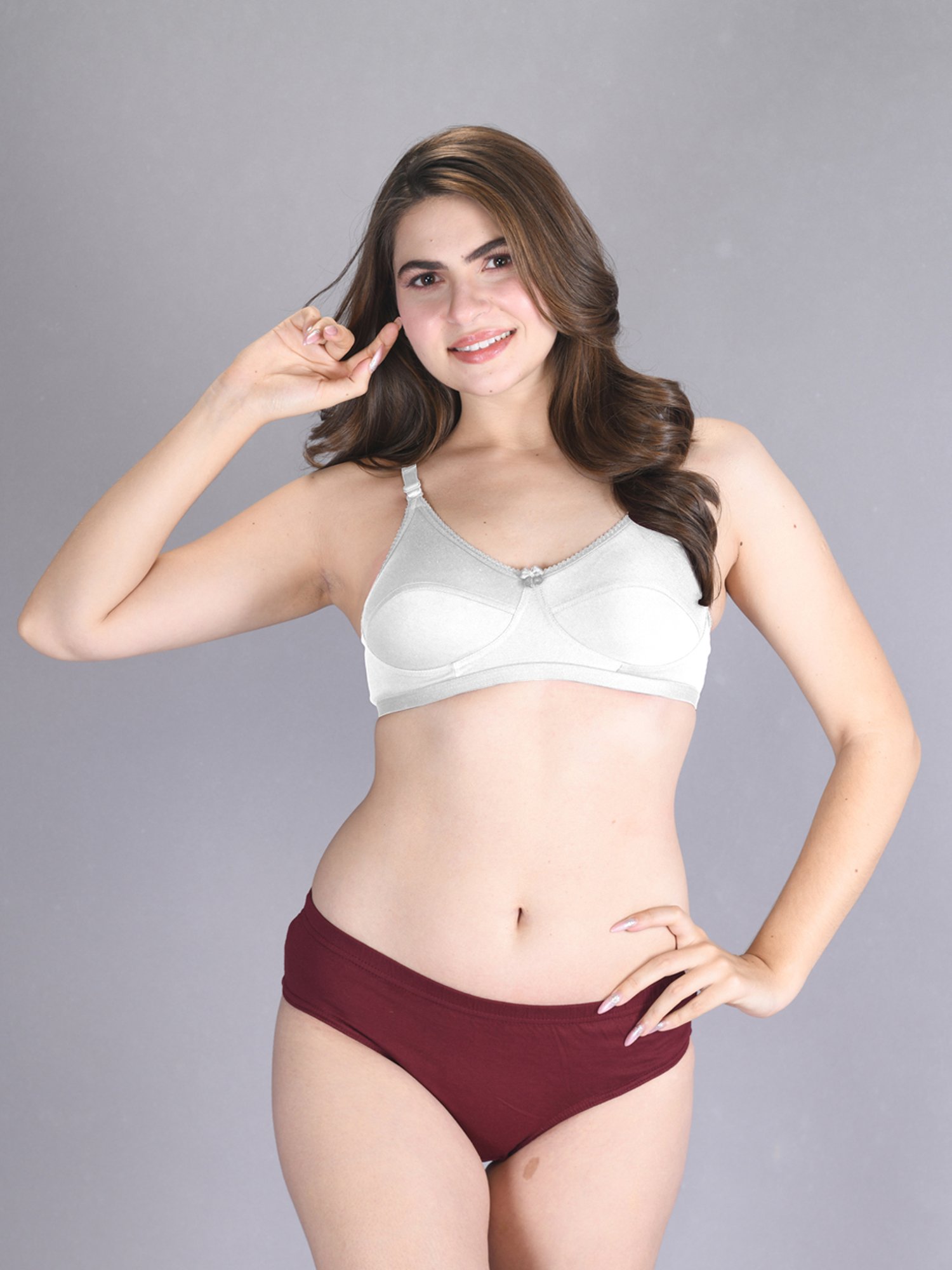 Lux Venus Peach & White Full Coverage Non-Wired Bra With Adjustable Strap - Pack of 2