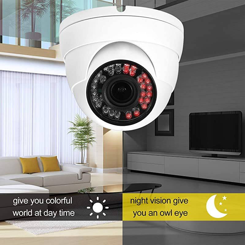 CCTV Camera HD 1080P 4in1 TVIAHDCVICVBS Security Dome Camera 28mm12mm Manual FocusZoom Varifocal Lens Weatherproof Metal Housing 36 IRLEDs Day Night Monitoring White