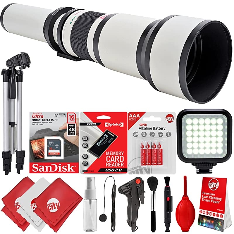 650-1300mm f/8-16 High Definition Super Telephoto Zoom Lens for Canon EOS 80D, 77D, 70D, 60D, 7D, 6D, 5D, 7D Mark II, T7i, T6s, T6i, T6, T5i, T5, SL1 & SL2 Digital SLR Cameras