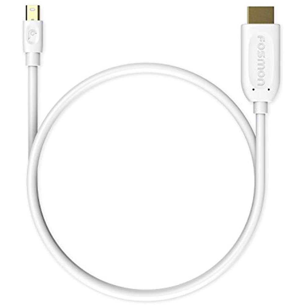 Fosmon Mini DisplayPort (Mini DP/mDP/ ThunderBolt/ThunderBolt 2 Port Compatible) to HDMI Adapter Cable - White - 6ft (1920x1080@60Hz)