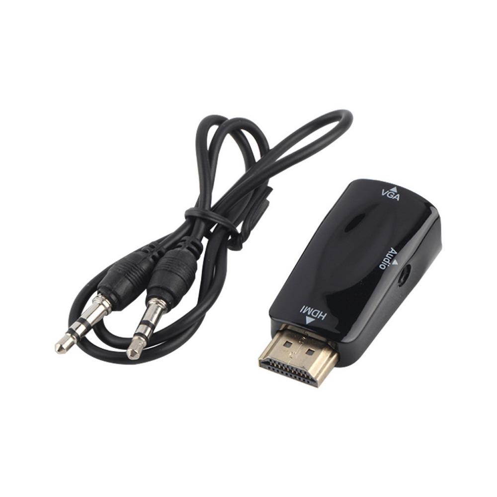 HDMI Male To VGA Female Converter Box Adapter With Audio Cable For PC HDTV PromotionHot  Arrival