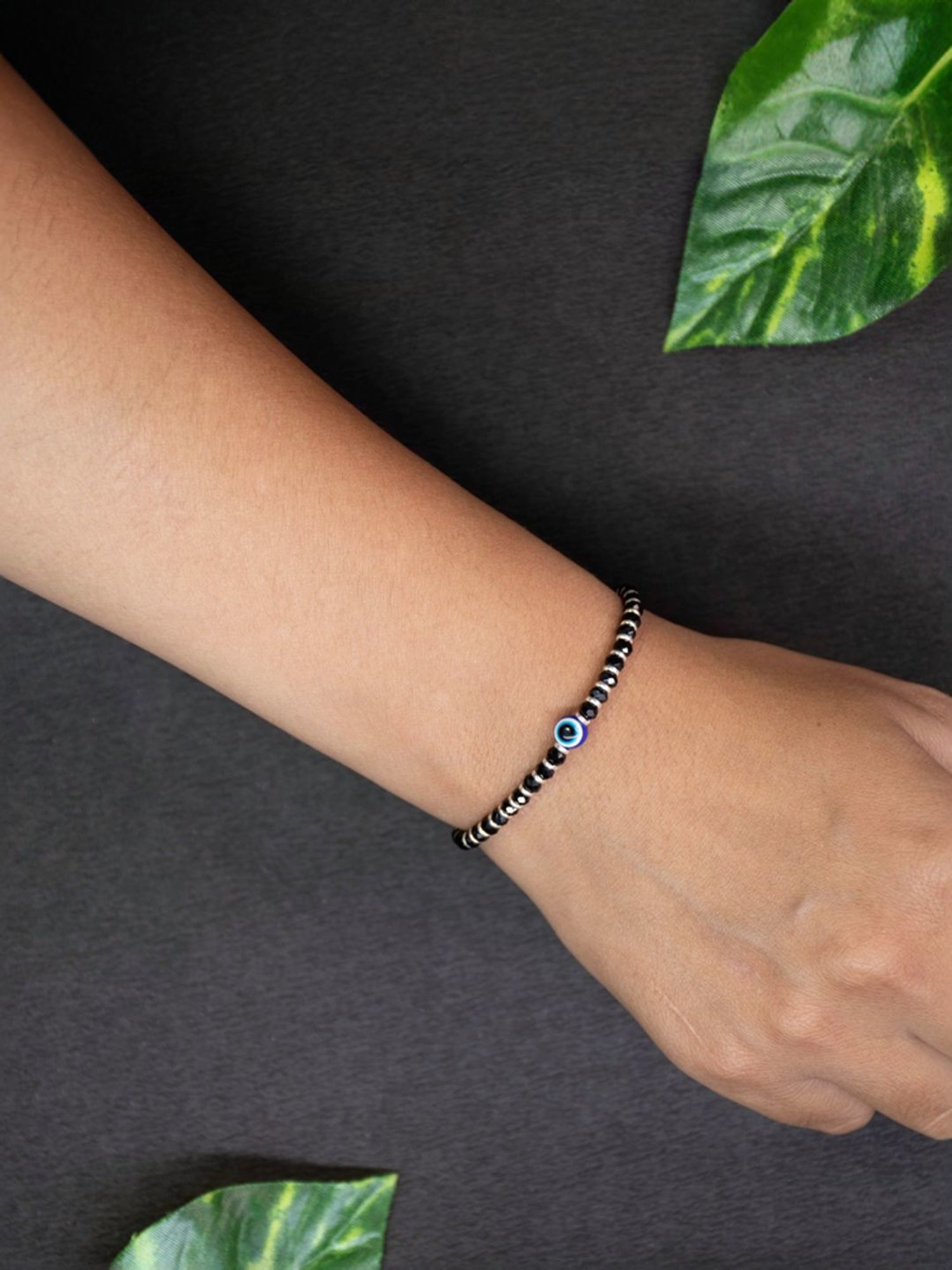 Arte Jewels 925 Sterling Silver Nazariya Evil Eye Bead Bracelet for Women & Girls