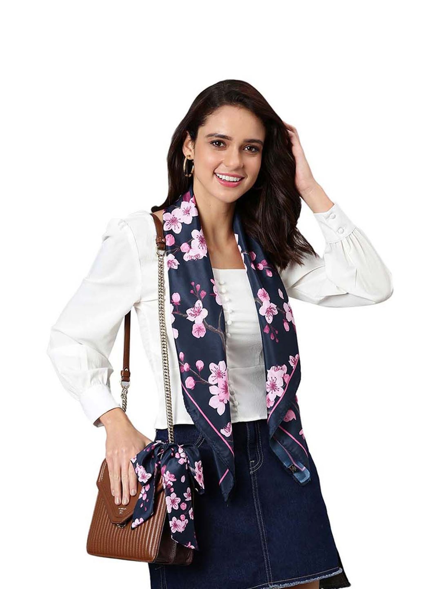 Tossido Navy Blue Printed Stole