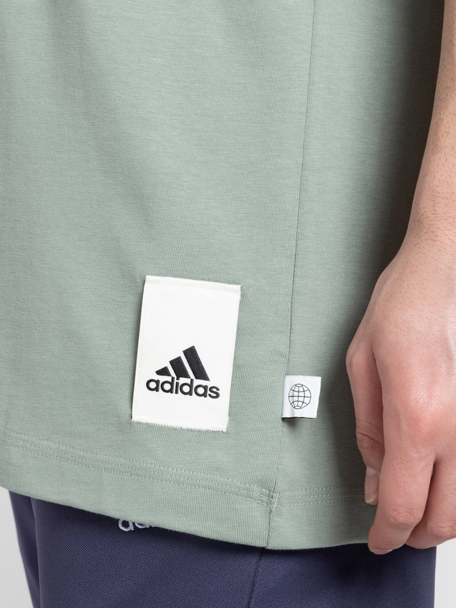 adidas Sage Green Regular Fit Cotton Crew T-Shirt