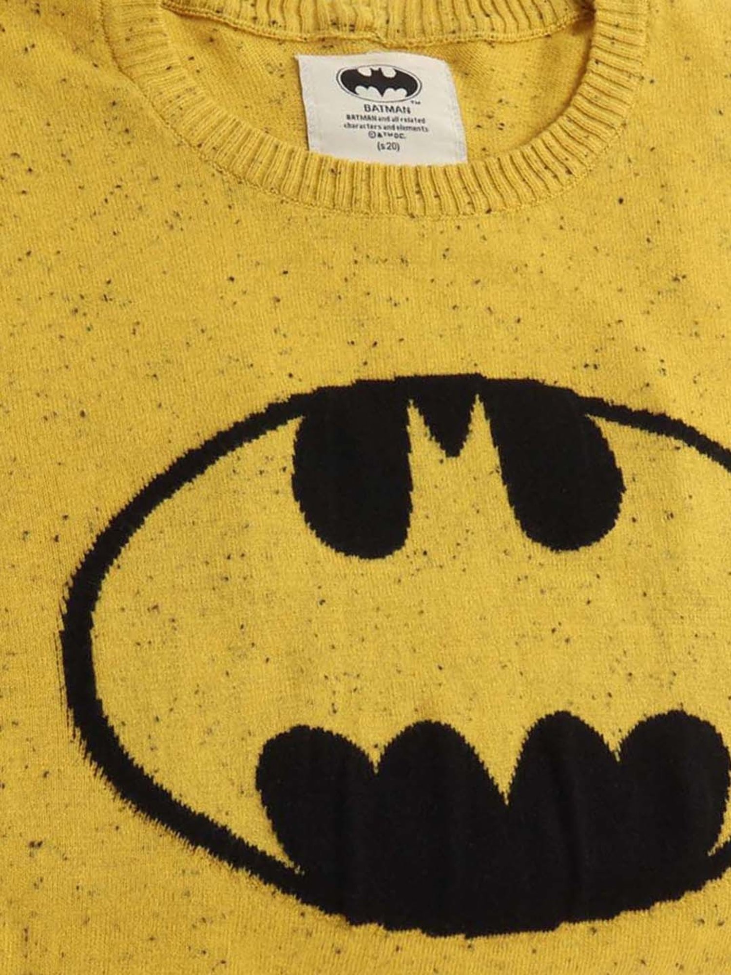 Free Authority Yellow & Black Regular Fit Batman Printed Sweater