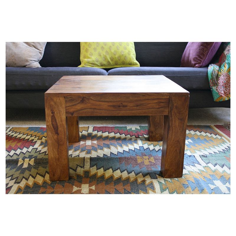 Handcrafted Medium Cube Square Table - (16H X 23.5W x 23.5D) - Natural - Timbergirl