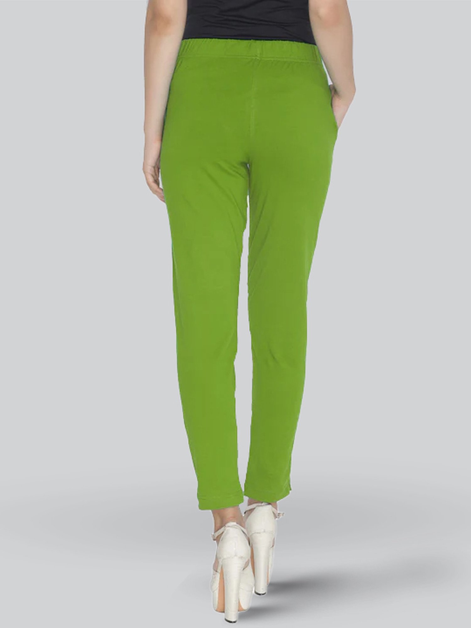 Lyra Lime Green Cotton Ankle Length Pants