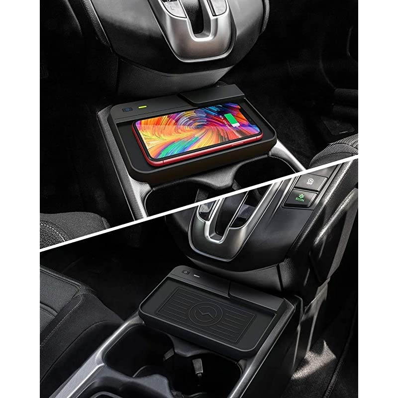 Wireless Charger for CRV Car Fast Charging Charger Center Console Holder Storage Box QI Enable Cell Phone Wireless Charging Pad Mat for Honda CRV 2019 2018 2017 Interior Accessory