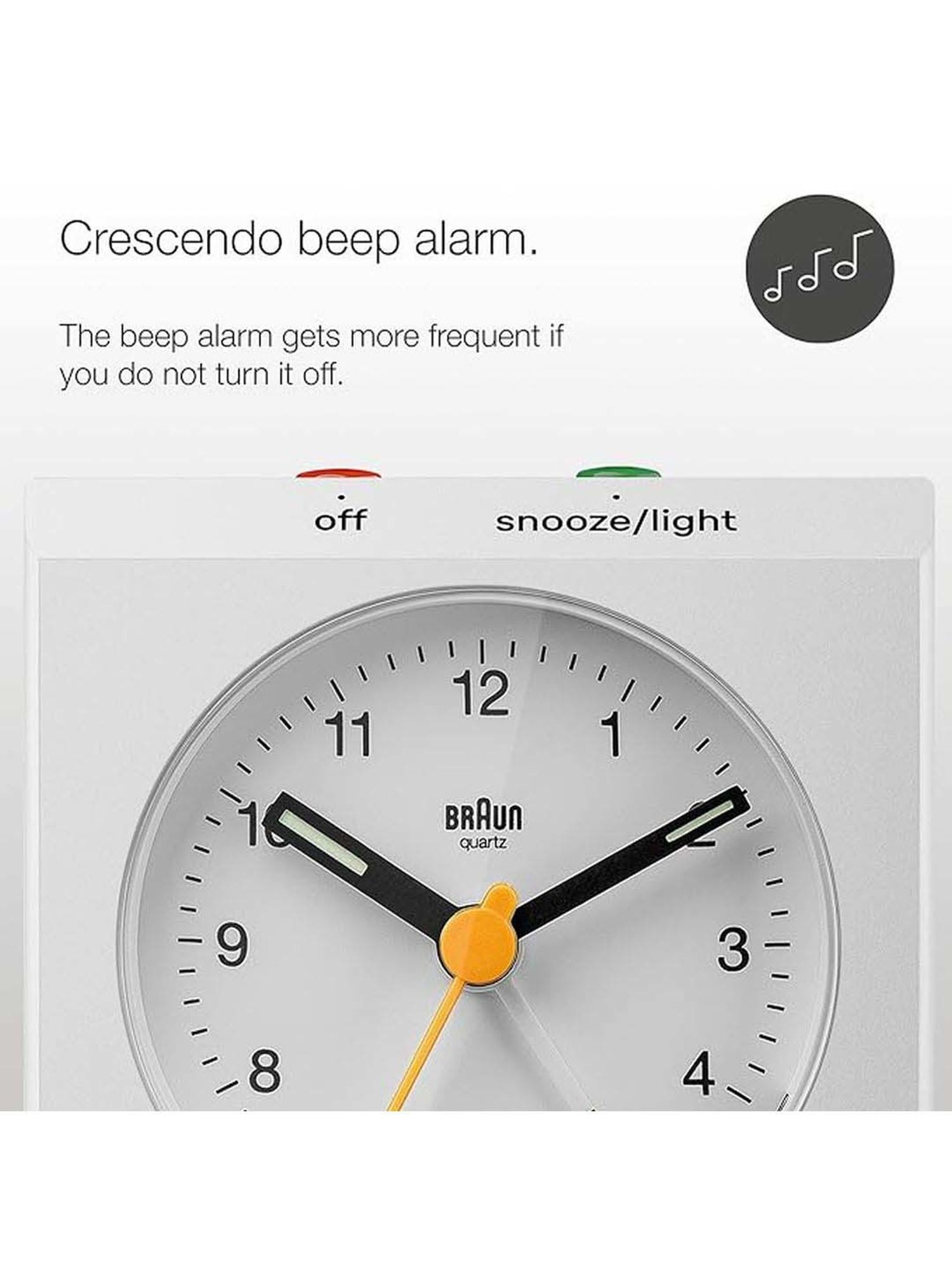 Braun White Classic Analog Alarm Clock