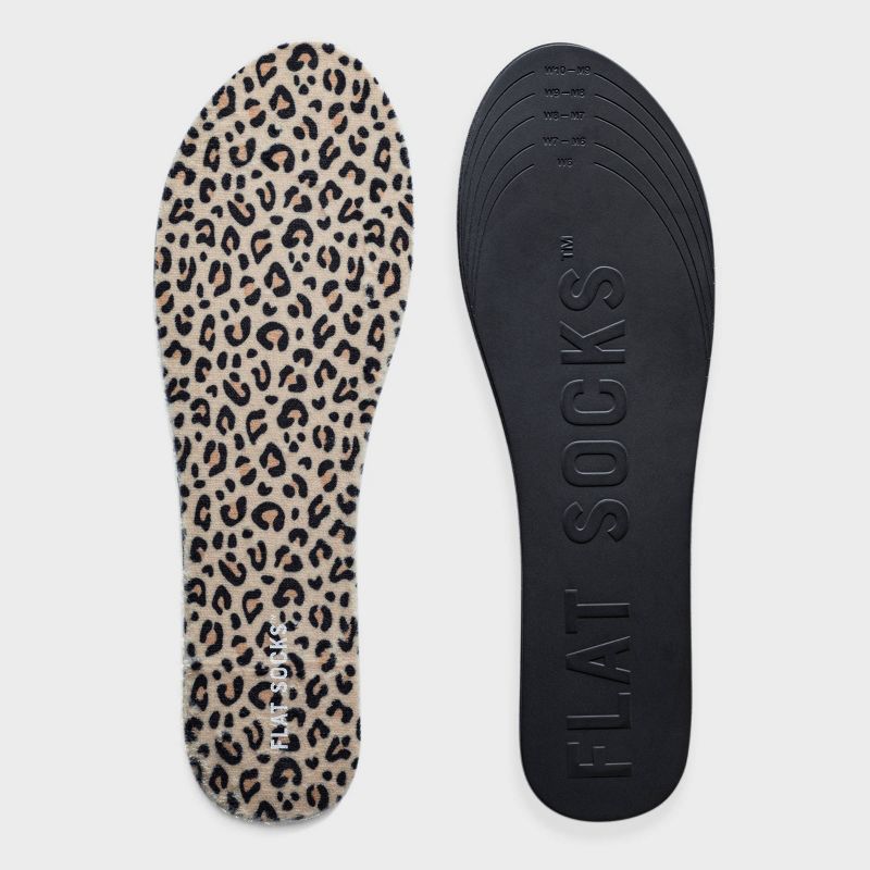 FLAT SOCKS Terry No Show Cushioned Socks - Leopard