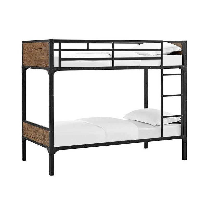 Twin over Twin Rustic Wood Bunk Bed Brown - Saracina Home