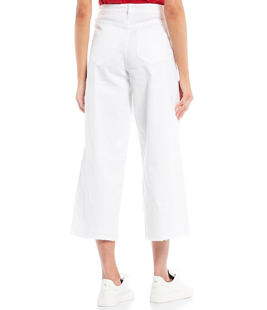 YMI Jeanswear High Rise Cropped Frayed Wide Leg Jeans