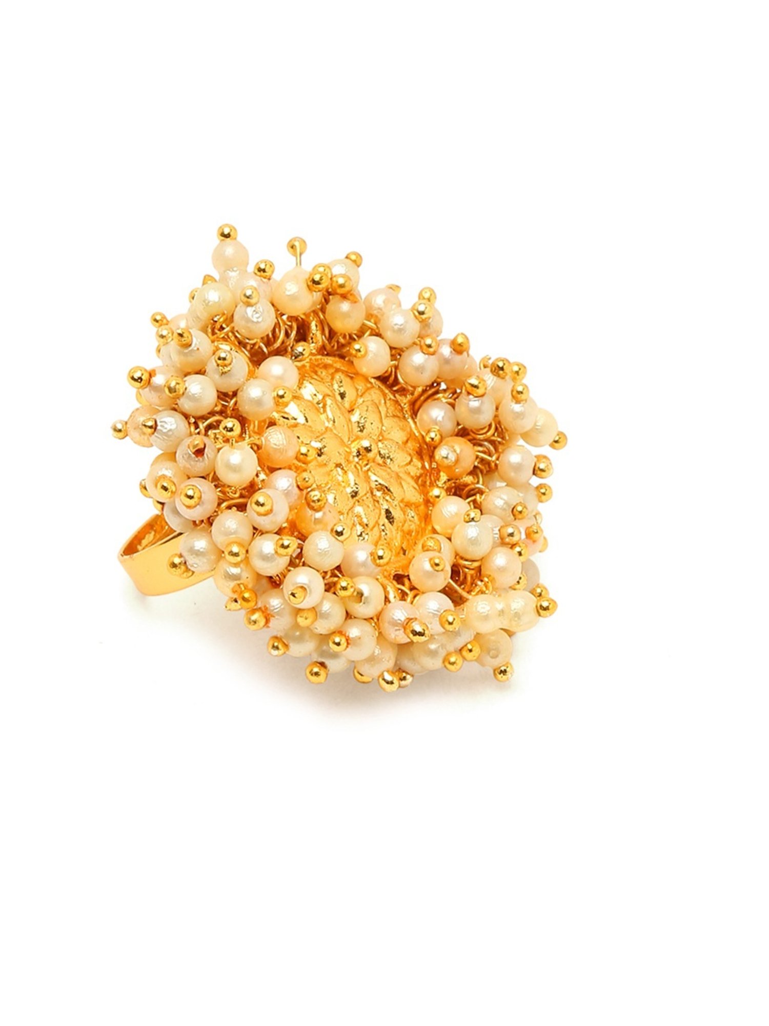 YouBella Stylish Latest Design Gold-Plated White Cocktail Rings