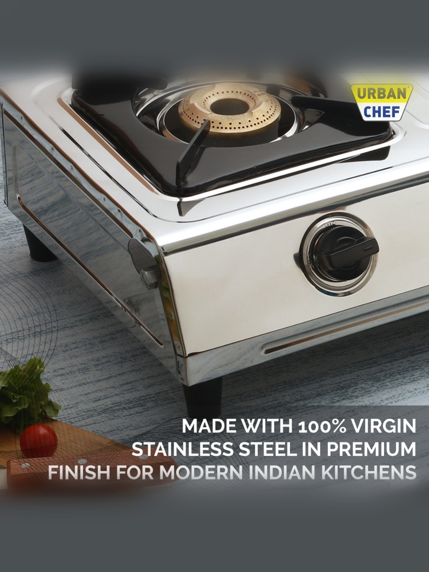 Urban Chef Gas Stove with 2 Burners ( Silver/Black )