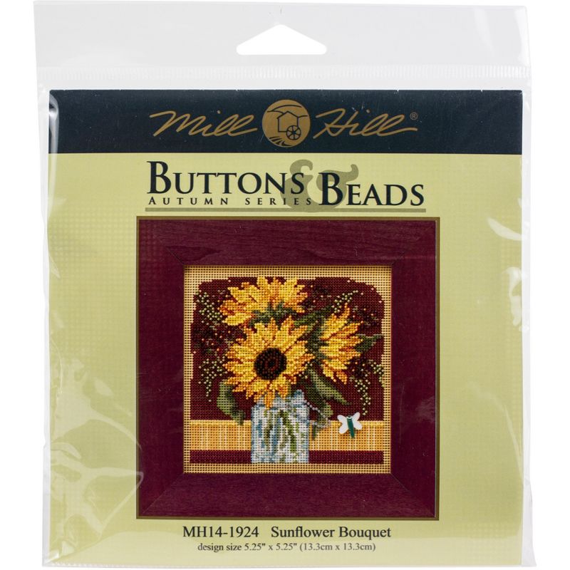 Mill Hill Buttons & Beads Counted Cross Stitch Kit 5"X5"-Sunflower Bouquet (14 Count)
