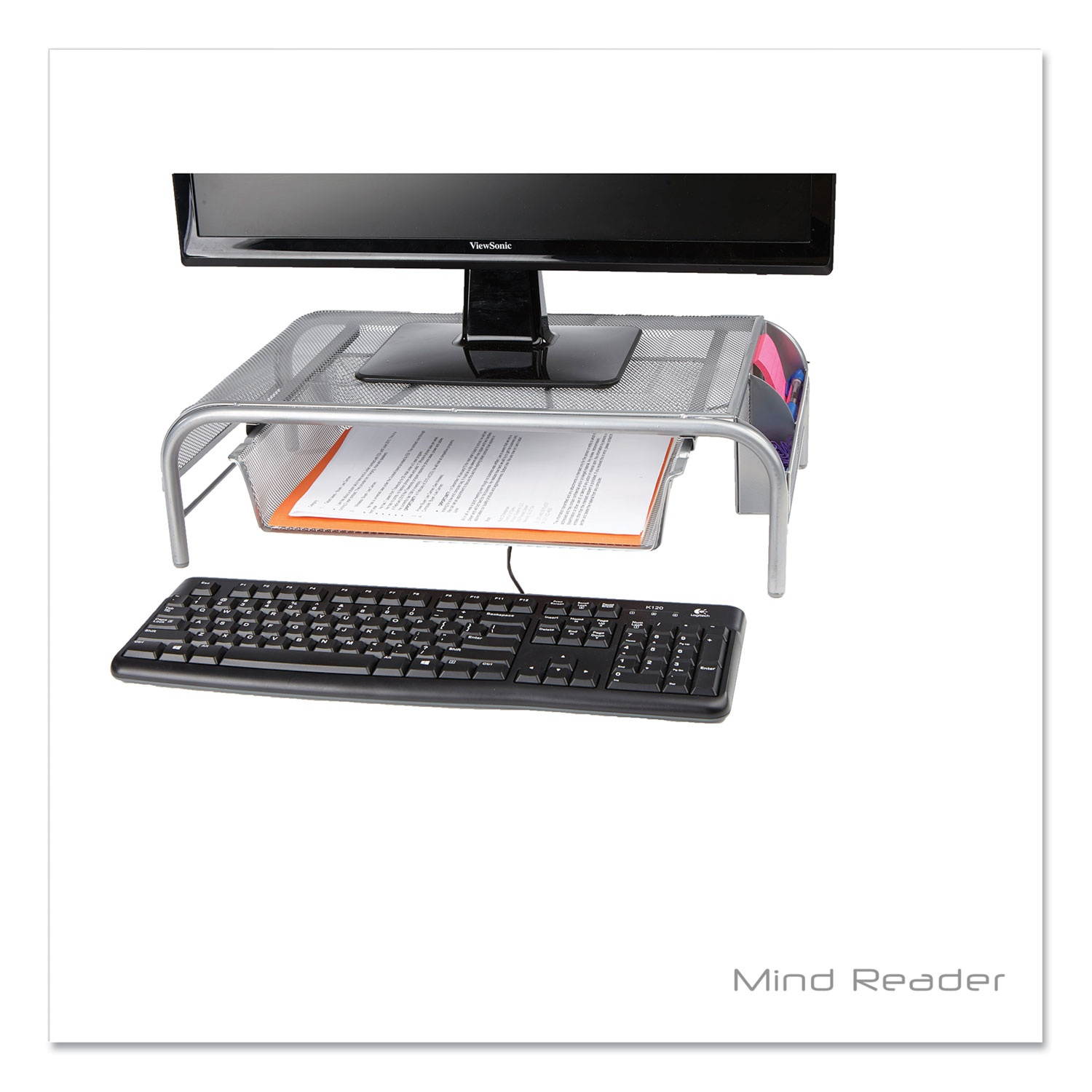 Mind Reader Metal Mesh Monitor Stand with MESHMONSTA-SIL
