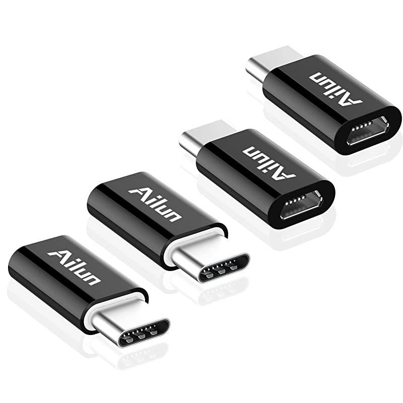 Type C Adapter Micro USB to USB C Adapter 4 Pack Data Sync Charging Compatible MacBook ChromeBook Pixel Galaxy S10 S9 S8 Plus Note 10 and More Type C Cable Supported Devices Black