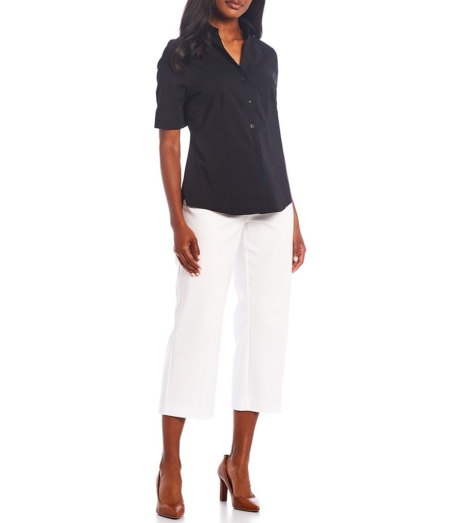 Preston & York Caroline Bow Woven V-Neck 3/4 Sleeve Blouse