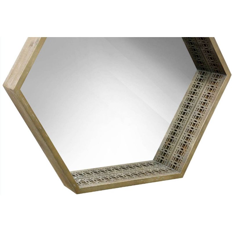 Hexagon Wood Frame Mirror with Cutout Detail Vintage - StyleCraft