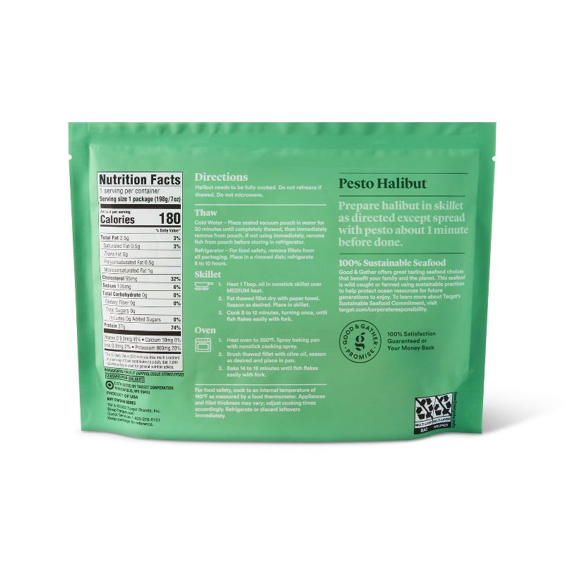 Alaska Halibut Skinless Boneless Fillet - Frozen - 7oz - Good & Gather™