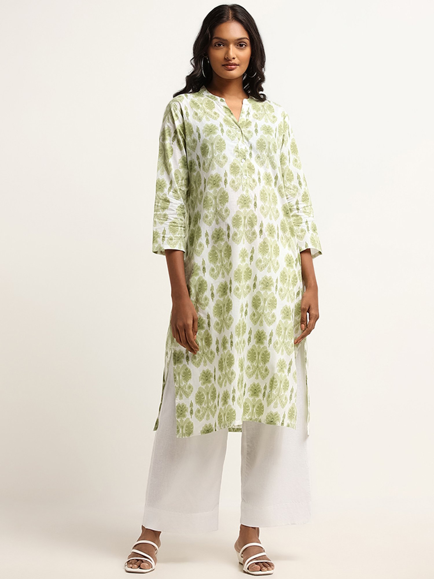 Utsa by Westside Green Leaf Print Kurta