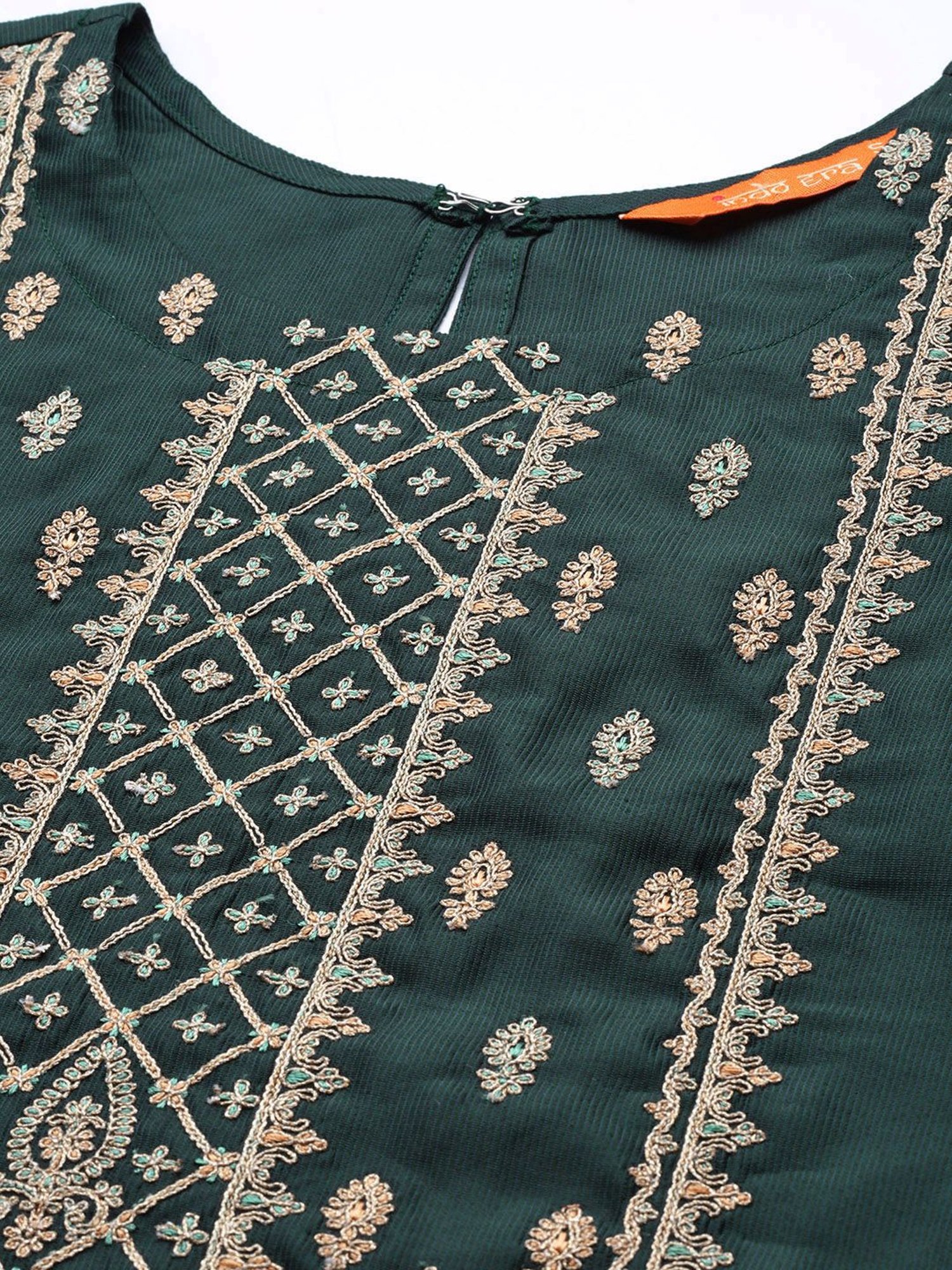 Indo Era Green Embroidered Kurta Pant Set With Dupatta