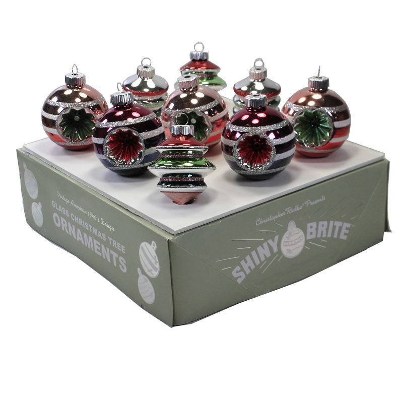 Shiny Brite 2.75" Ombre Pastel Reflectors  Shapes Ornament Spool Reflector Acorn  -  Ornament Sets