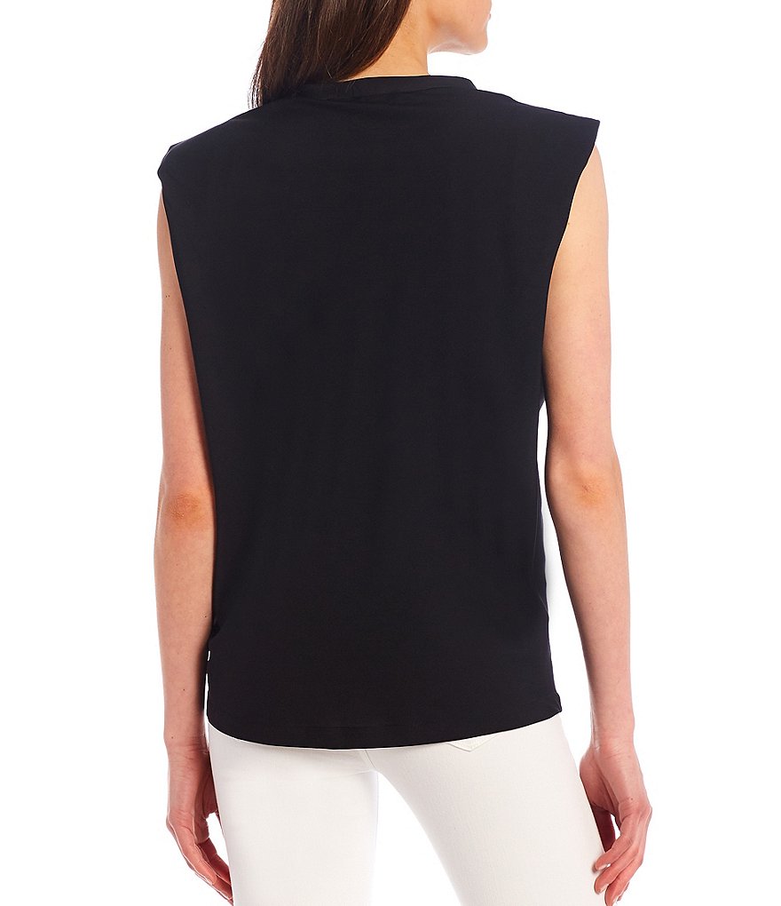 French Connection Shoulder Pad Round Neck Knit Tank