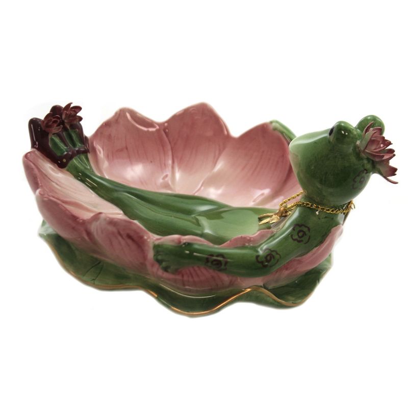 Tabletop 3.0" Frogalina Nic Nac Dish Dragonfly Lily Pad Cosmos Gifts Corp.  -  Decorative Figurines