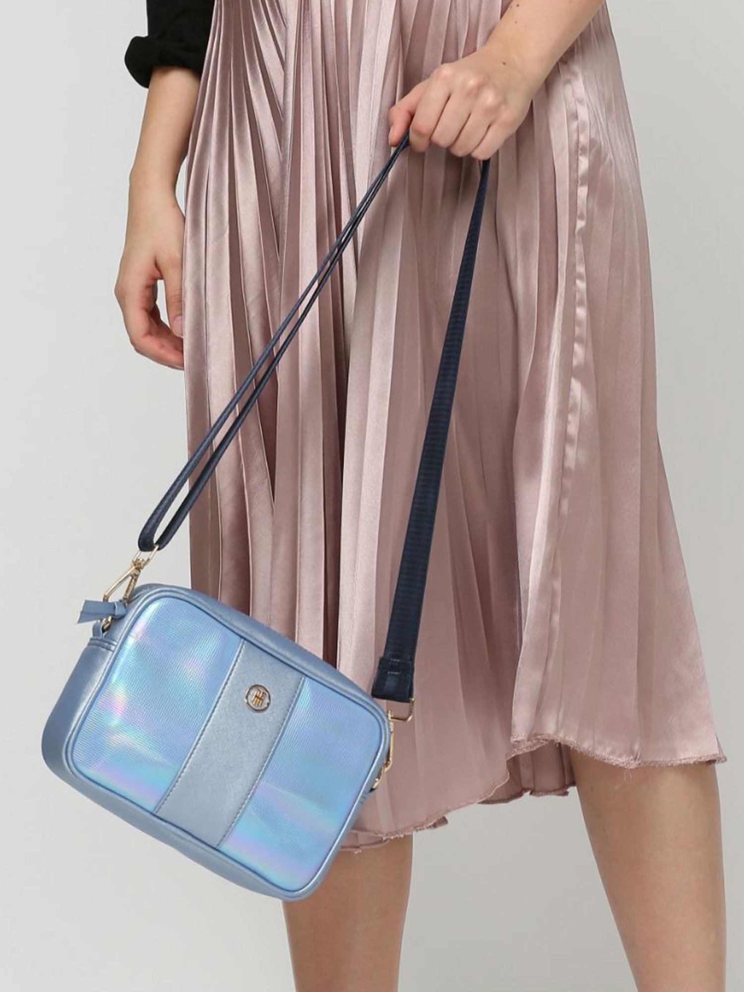 THE HOLISTIK Razzle Dazzle Metallic Blue Shimmer Medium Cross Body Bag