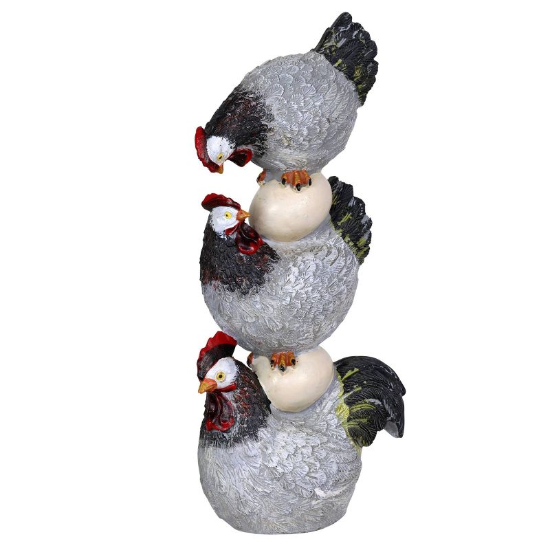 12.4" Resin Stacked Chicken and Egg Statue Black/White/Gray - Exhart