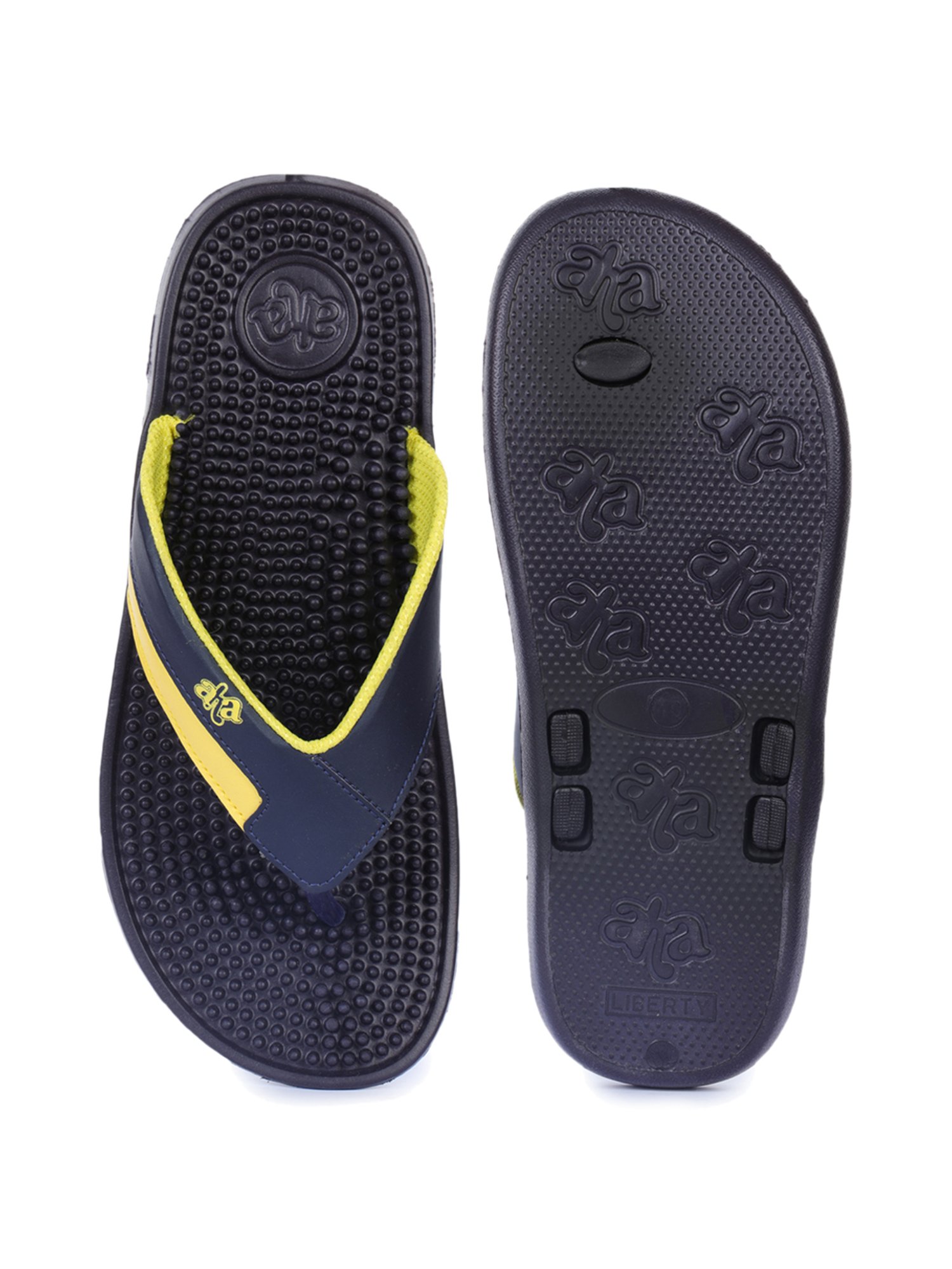Aha by Liberty Navy & Yellow Flip Flops