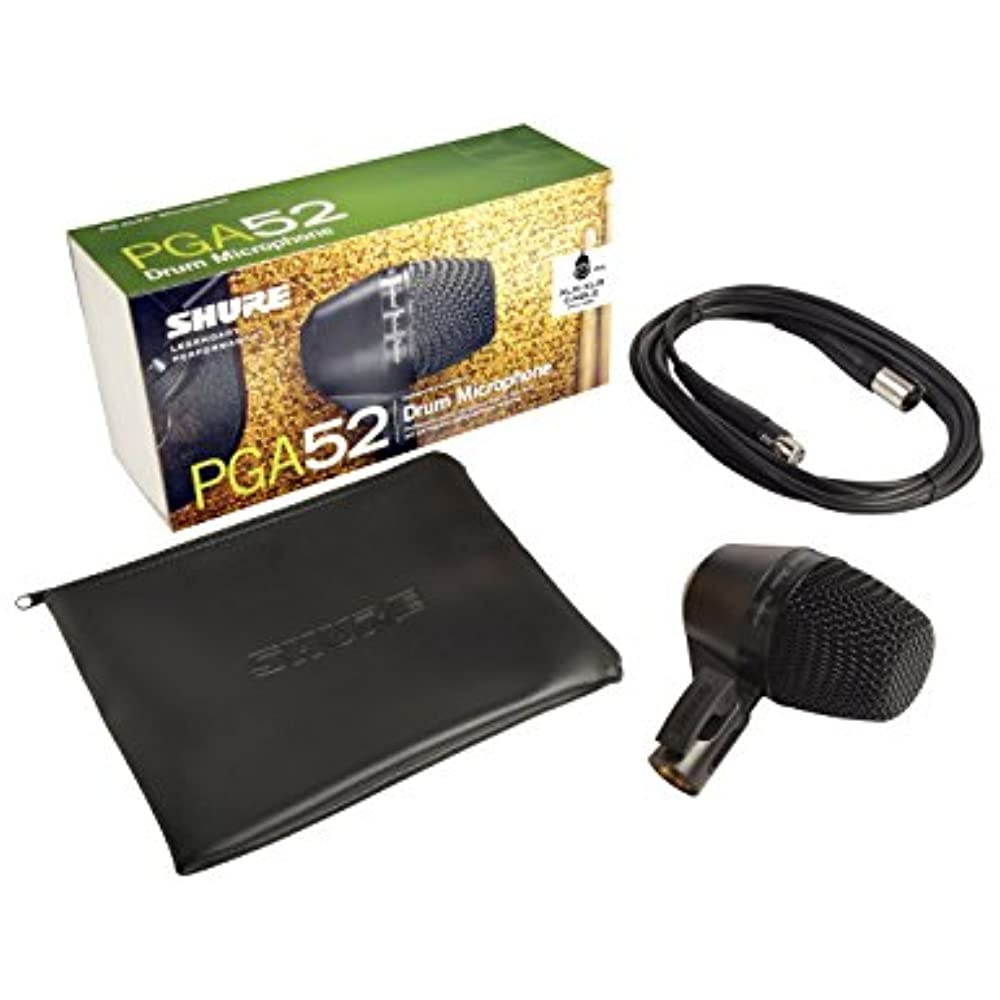 Shure PGA52 Cardioid Dynamic Kick Drum Microphone (w/XLR Cable)
