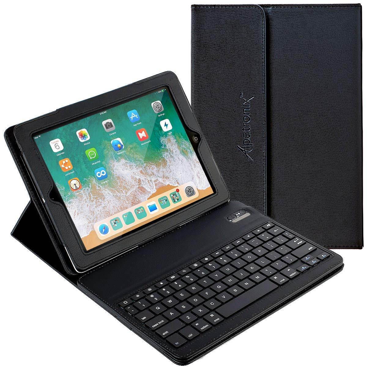 iPad Mini Keyboard Case, Alpatronix KX101 PU Leather Folio Smart Cover w/Detachable Bluetooth Wireless Keyboard, Auto Wake/Sleep & Stand Compatible for 2019 iPad Mini 5 (5th Gen), 4, 3, 2, 1 - Black