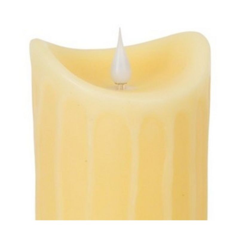 Melrose 7" Prelit LED Simplux Dripping Wax Flameless Pillar Candle with Moving Flame - Ivory