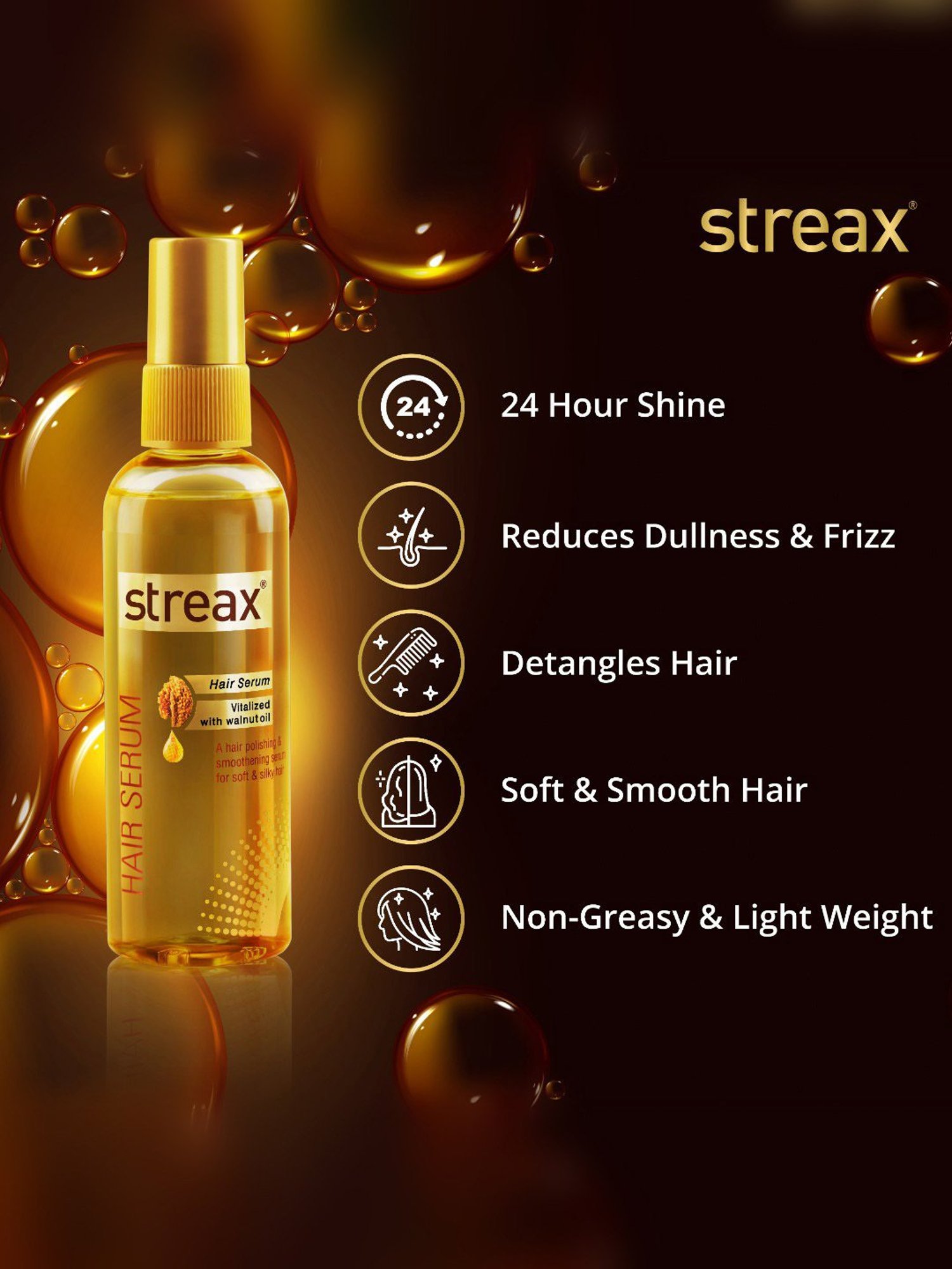 Streax Hair Serum Vitalized with Walnut Oil - 125 ml