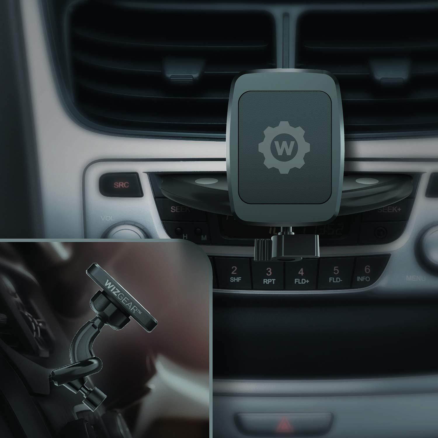 WizGear Rectangular Head Universal CD Slot Magnetic Car Mount Holder, for Cell Phones and Mini Tablets with Fast Swift-Snap Technology