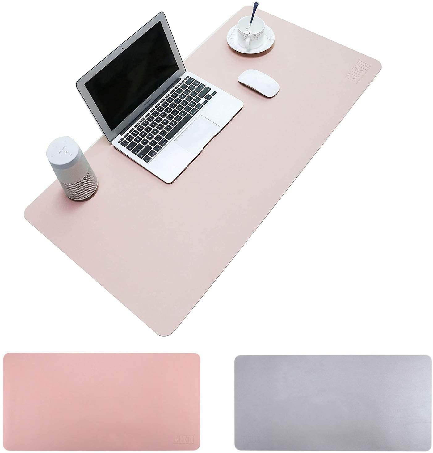 BUBM PU Leather Mouse Pad Mat Waterproof, Perfect Desk Writing Mat for Office and Home,Ultra Thin 2mm - 31.5"x15.8" (Pink)