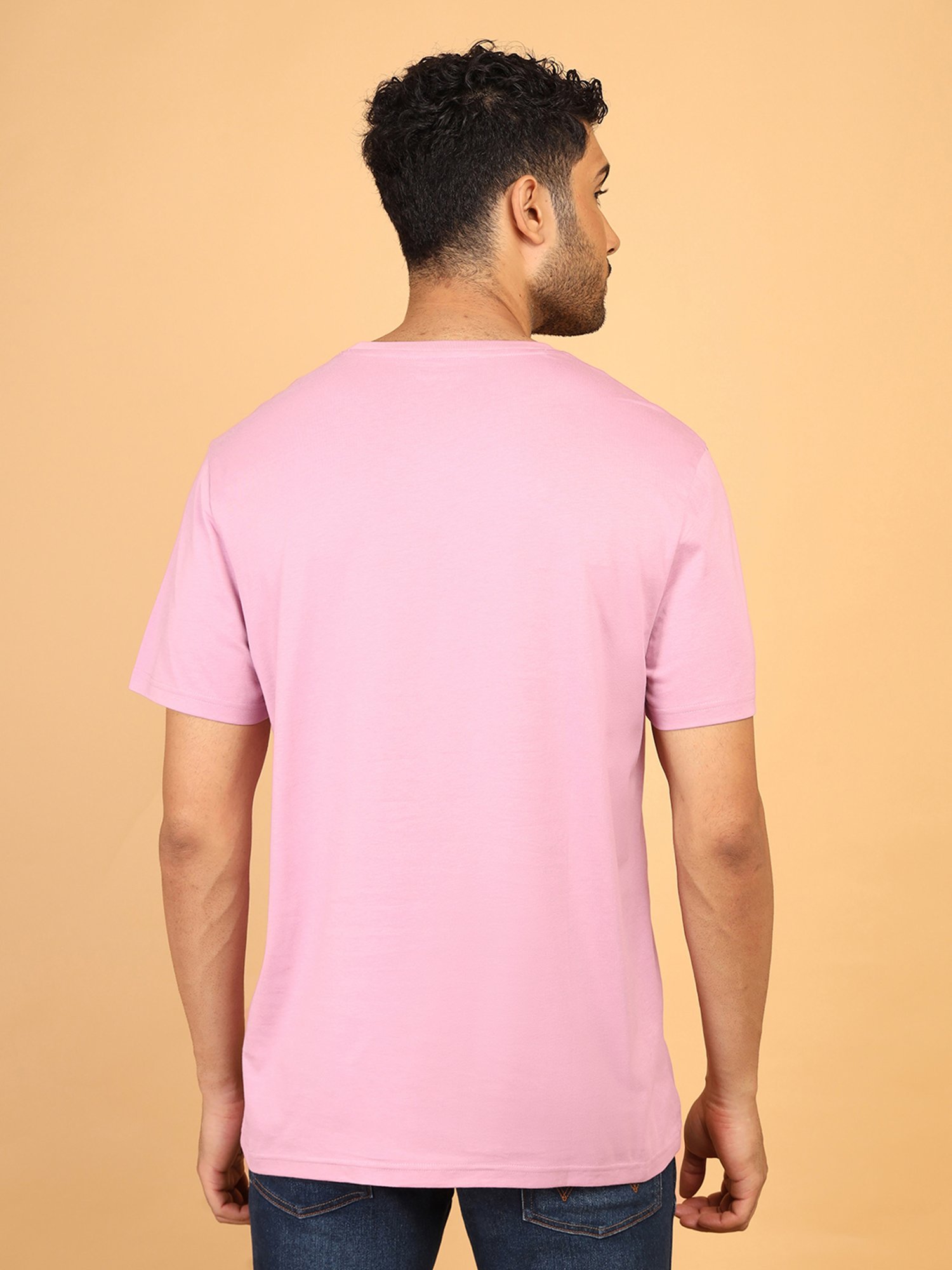Wrangler Pink Relaxed Fit Printed Cotton Crew T-Shirt
