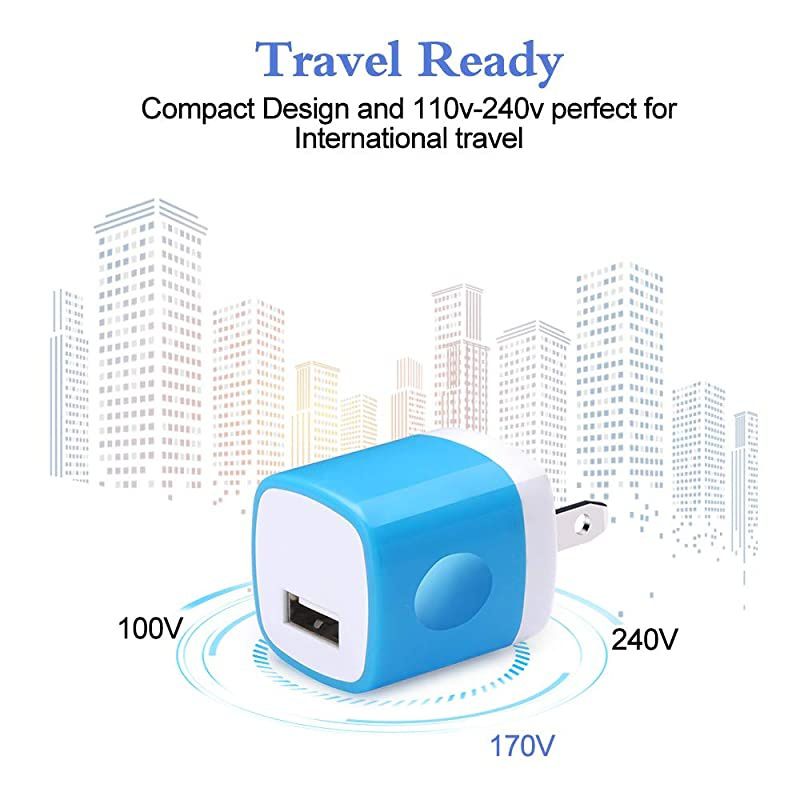 Wall Charger Charger Cube  5Pack 1A5V Single Port USB Wall Charger Plug Brick Charging Block Box Compatible iPhone 12 Pro Max 11 XS X 8 7 Plus iPad Samsung Galaxy S20 S10e S9+ S8 Note20 LG
