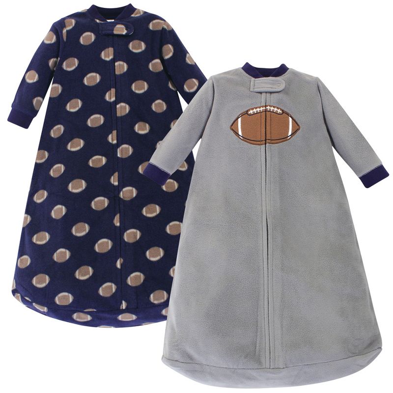 Hudson Baby Infant Boy Long-Sleeve Fleece Sleeping Bag, Football, 0-9 Months