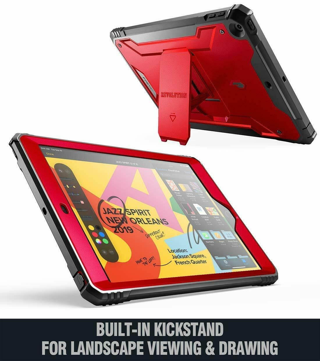 Poetic For iPad 10.2 (2020/2019) Tablet Case,Full Coverage w/stand Cover Red