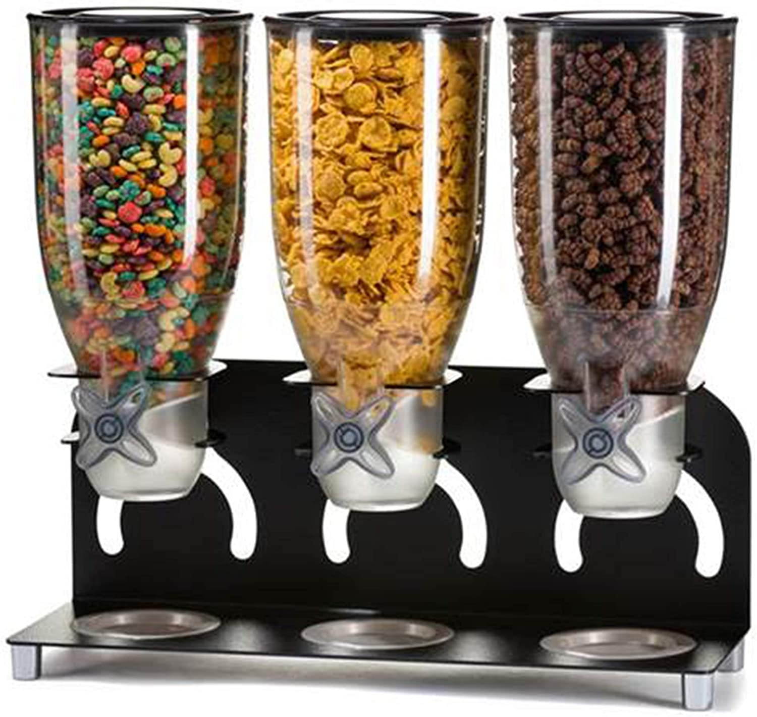 Mind Reader KELL300-BLK Metal Triple Cereal Dispenser, Black